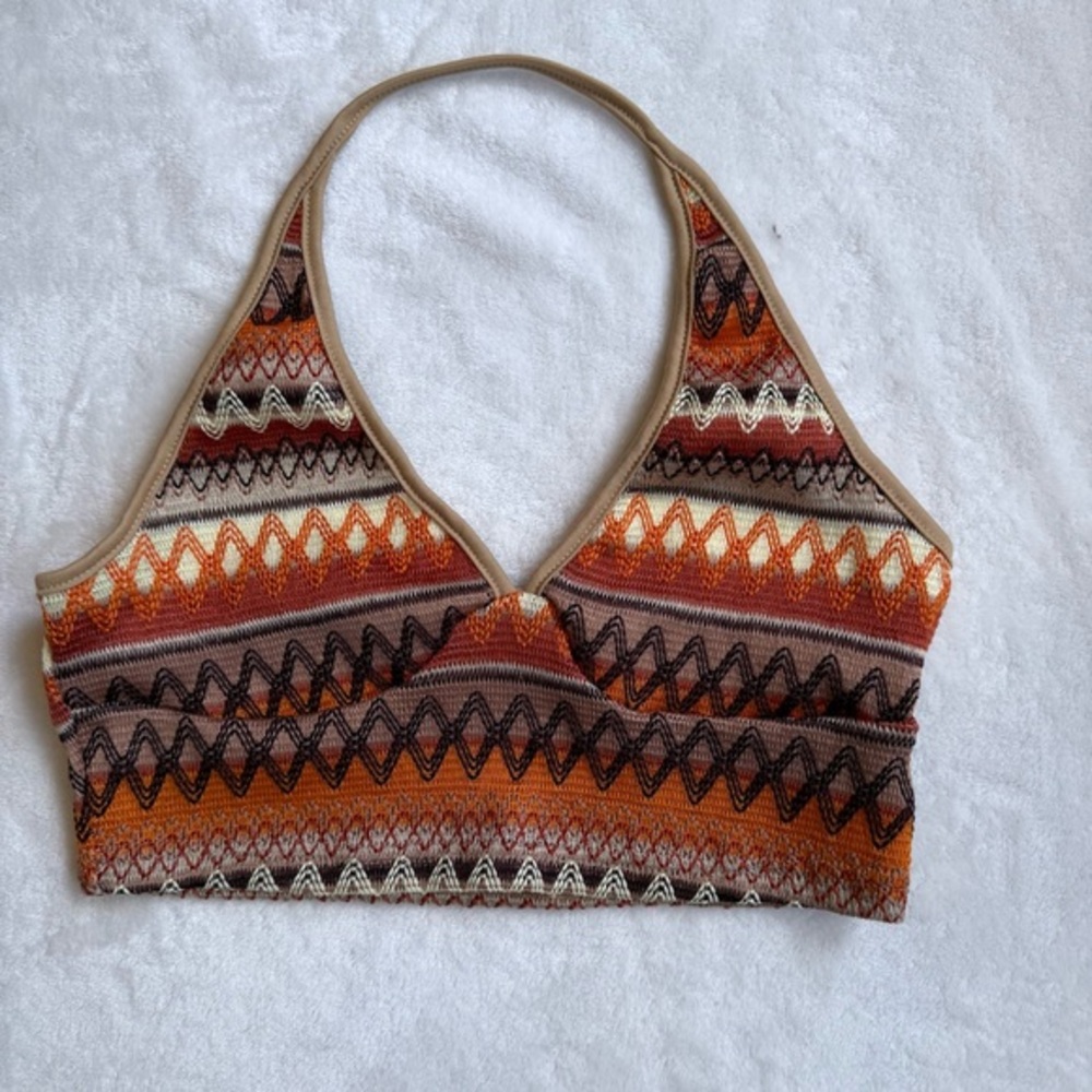 Shein Chevron Print Cropped Halter Top